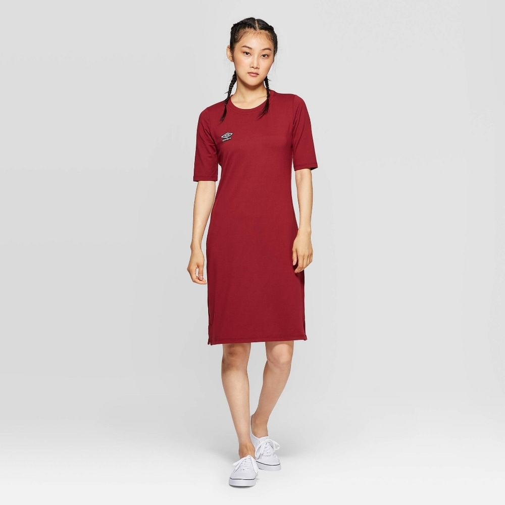 Umbro Sporty Maroon Shirt Shift Dress Size XS - Picture 1 of 5